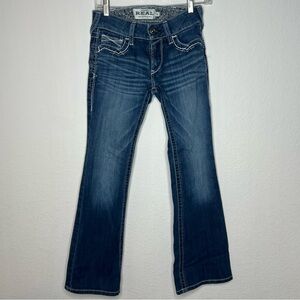 Ariat Jeans Women's 25S Blue Denim Thick Stitch Mid Rise Boot Cut